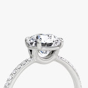 Round Cut - Pave Band - Classic Engagement Ring- 18 K Gold